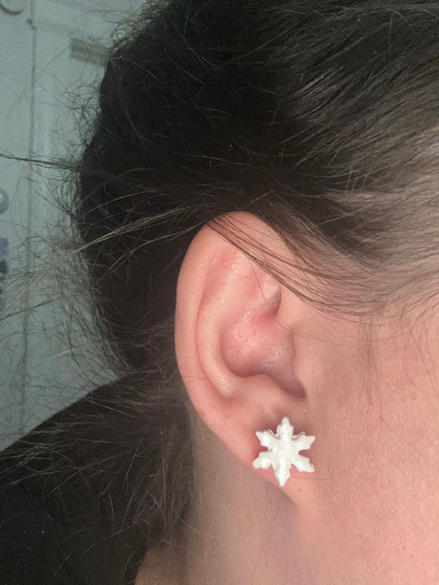 Snowflake Stud Earrings - Winter-Inspired Polymer Clay
