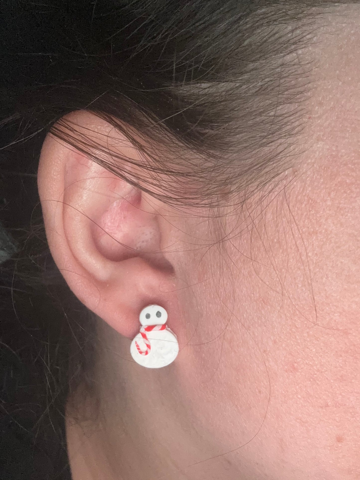 Snowman Stud Earrings - Festive Polymer Clay