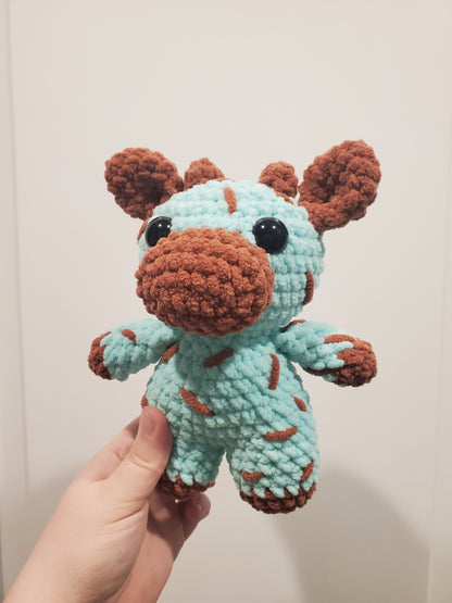 Crochet Mint Chip Cow Plushie