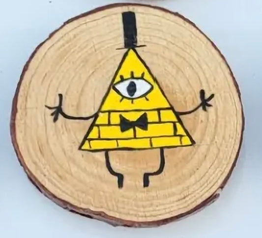 Bill Cipher Fan Magnet – Hand-Painted Wooden Magnet