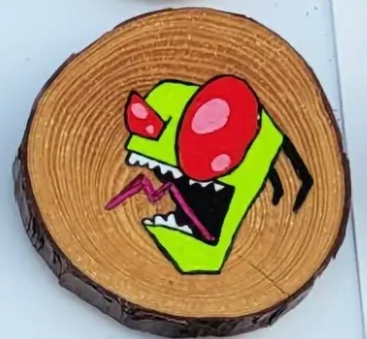 Invader Zim Fan Magnet – Hand-Painted Wooden Magnet