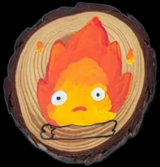 Calcifer Fan Magnet – Hand-Painted Wooden Magnet