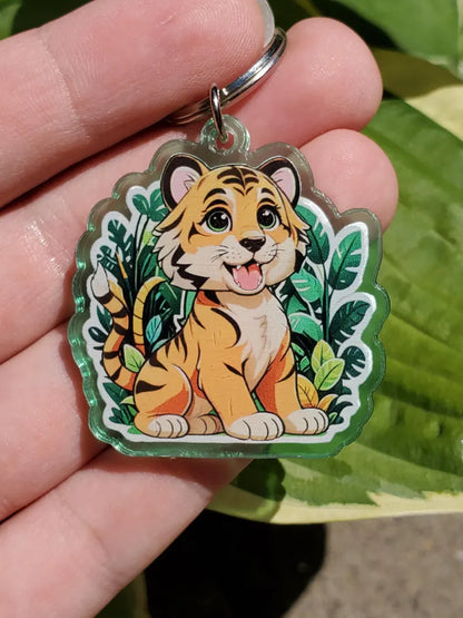 Adorable Tiger Cub | 1.75" SingleSided Acrylic Keychain Charm