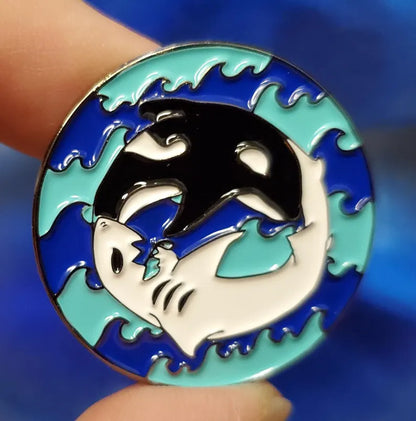 Orca & Shark Duality- 1.25" Pin | Ying-Yang