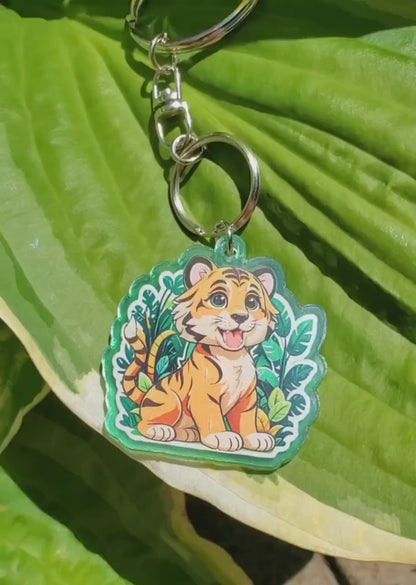 Adorable Tiger Cub | 1.75" SingleSided Acrylic Keychain Charm