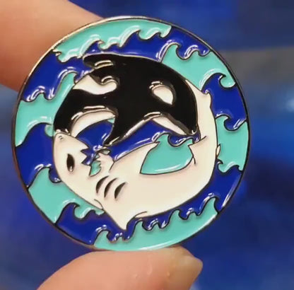 Orca & Shark Duality- 1.25" Pin | Ying-Yang